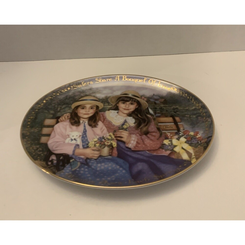 Bradford Exchange Sister's Share a Bouquet of Love Plate by Chantel Poulin #8926